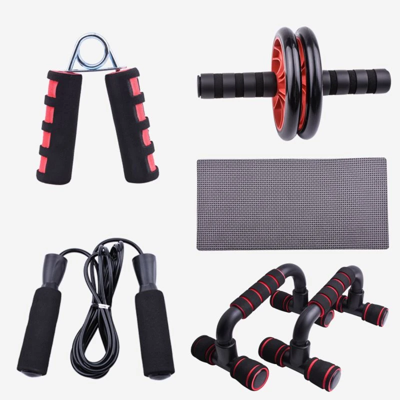 5 Pcs Factory New Products Red Abdominal Wheel Set Home Sports Equipment Hot Sale Muscle Training Equipment