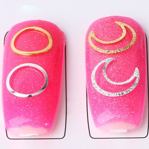 500pcs per bag gold Cute Metal Nail Art 3D Charms Small thin curve Sticks nail decals