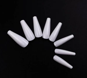 500Pcs White Long Ballerina Nail Tips Full Cover Acrylic False Nails 10 Size