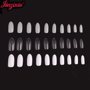 500pcs/bag 3 Colors Full-covered Oval Artificial Fingernails Round Fake Acrylic Nail Tips