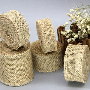 5M Natural Jute Burlap Hessian Ribbon Rolls Vintage Rustic Wedding Decoration Christmas Gift Wrapping Festival Party Home Decor
