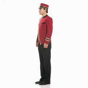 65% polyester 35% cotton wine red burgundy hotel doorman uniform