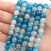 8mm 15inch Lake Blue Faceted Agate Gemstone Natural Round Stone Loose Crackle Dragon Vein Faceted Agate Beads