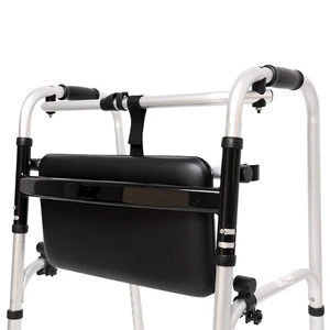 Aluminum folding walker with seat for adults