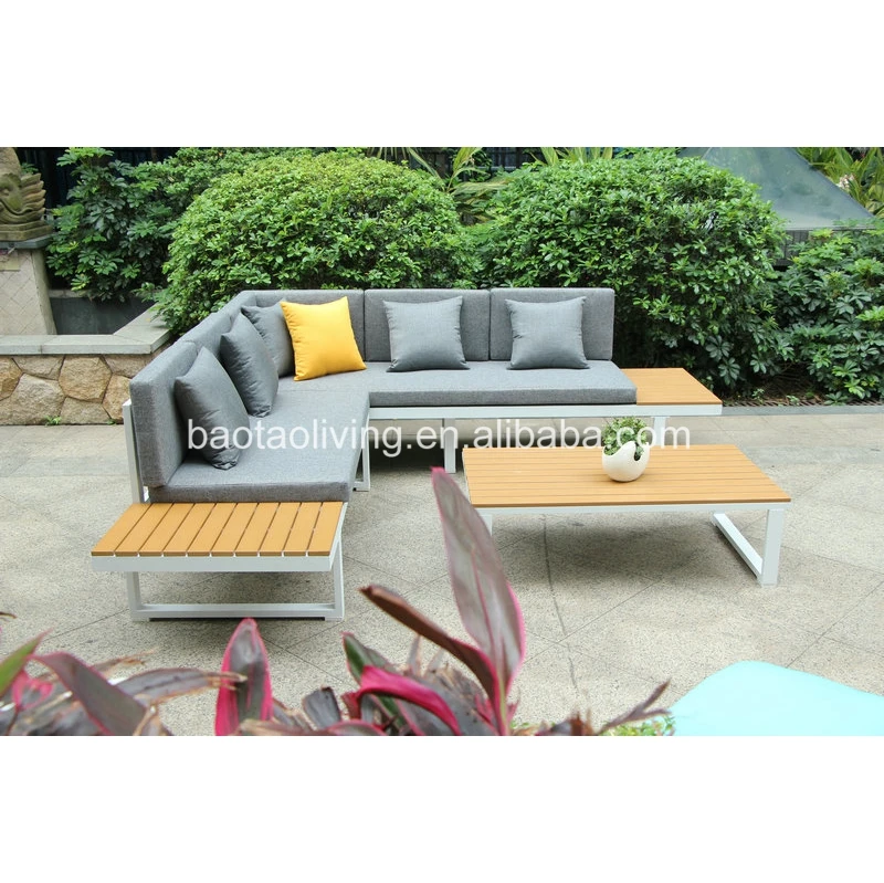aluminum frame KD structure sofa set, white color garden outdoor sofa furniture, packed in one carton