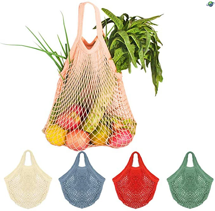 Amazon custom 100% organic cotton mesh produce shop bags for grocery vegetable