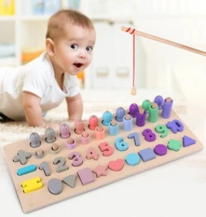 Amazon hot sell Montessori Educational juguetes Sensory Wooden Mainan Anak Learning Game Fishing Toy Kids Toys