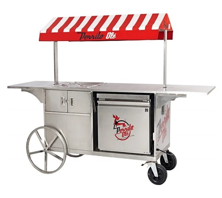 American Hot Dog Cart with mini fridge/ Food push cart