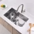 American Style Stainless Steel Handmade Kitchen Sink Two Bowl with Silencer Pad