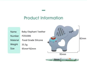 Animal Shape Non-toxic Silicone Elephant Sensory 100%Bpa Free Baby Teether Chew Toy SIlicone Teether Food Grade mordedor de bebe