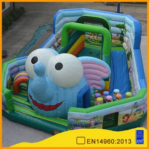 AOQI Jungle outdoor inflatable elephant climbing with slide fun city  for commercial use