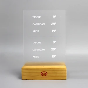 APEX Wooden Base Clear Acrylic Block Place Card Slot Stand