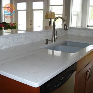 Artificial calacatta white quartz stone kitchen countertop