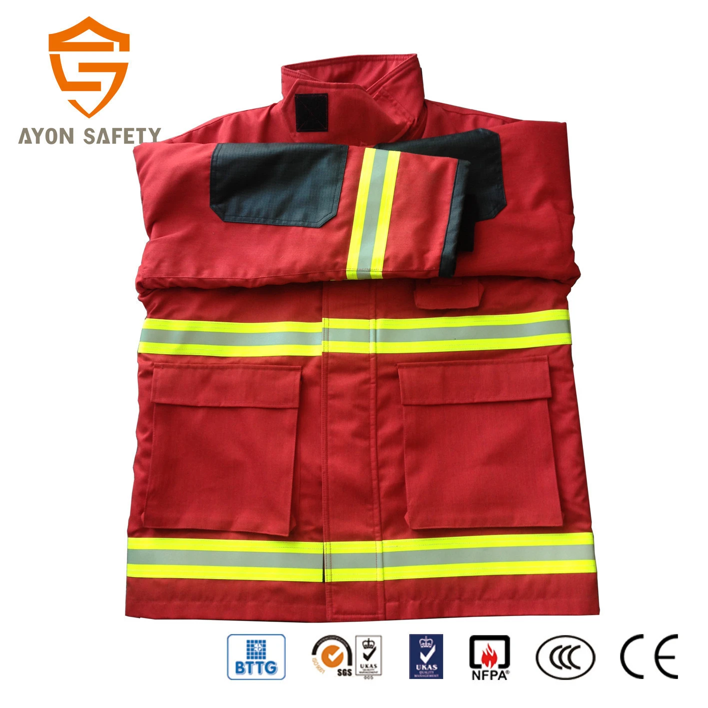 AS-FFS03 Flame Resistant Workwear Fireman Uniform,Heat Resistant Suit, Moisture Barrier Turngear