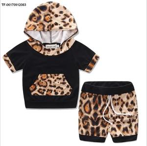 Baby clothes set short Sleeve Leopard Print Tracksuit Top short Pants Outfits Kids clothing