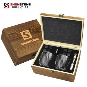 Bar Accessories Type And Eco-Friendly Feature Wine Chiller Whiskey Stones Set In Pine Wood Gift Case