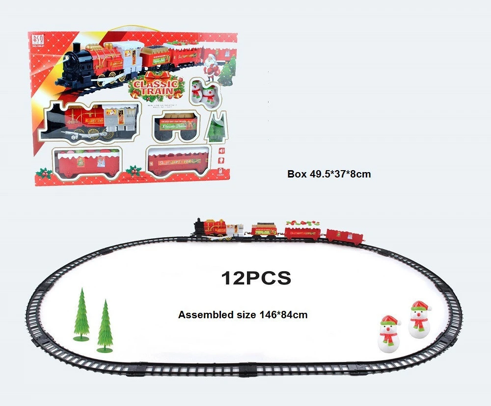 Battery Operated Light and Music Christmas Toy Train with track