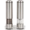Battery Operated Salt and Pepper Grinder Set (Pack of 2 Mills) - Complimentary Mill Rest | LED Light | Adjustable Coarseness |