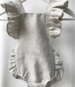 BDC077 Wholesale Kids Newborn Romper Plain Linen Baby Rompers Latest In 2019