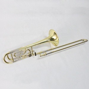 Best Chinese OEM Woodwind Wind instrument Color Slide Yellow Brass Bell Cupronickel Slide Gold Lacquer Bb/ F Tone Tenor Trombone