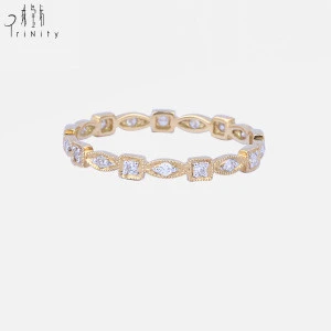 Best Selling 750 Yellow Gold Jewelry stackable rings Diamond Eternity Band Delicate Ring Modern Jewelry Real Diamond Ring