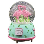 Best Selling Flamingo Crystal Ball Music Box with Automatic Snow