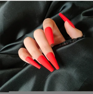 Best Selling Matte Colorful Acrylic Nail Tips With Glue Artificial Fingernails