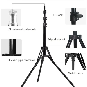 Big selfie stick with circle ring fill light photography beauty led social media ring light with 1.6m tripod stand