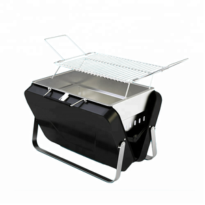 Black Outdoor Camping Spits Stainless Steel Foldable Charcoal Suitcase BBQ Grill