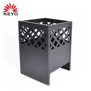 Black Patio Heater Portable Wood Burning Brazier Outdoor Square Fireplace Garden Fire Basket