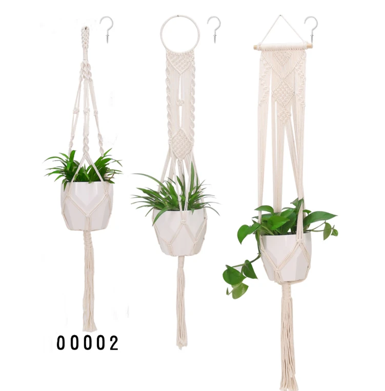 boho cotton rope home decoration macrame plant hangers set kit