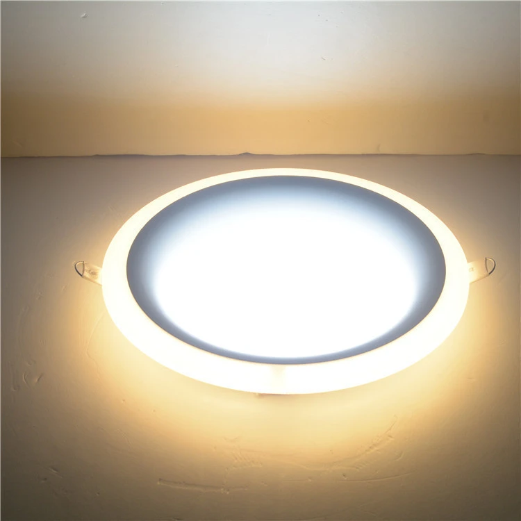 bright round double colour led ceiling panel light for office home light