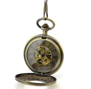 Bronze Antique Mechanical Pocket Watch With Chain