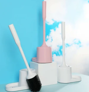 Brushes And Holders Sets With Flat Soft TPR Head Wall Silicone Modern Hygienic Electric Toilet Brush