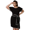 Bulk high quality xxxxl plus size fat women pencil dresses elegant celebrity short sleeve slim fitted ladies office work dress