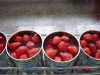 canned Strawberry fruits in light syrup in glass jar