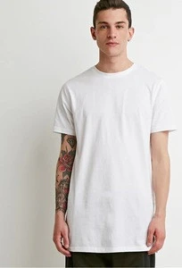 Casual Style 100% Cotton Mens T Shirt Custom Mens Side-Zipper Longline T Shirts