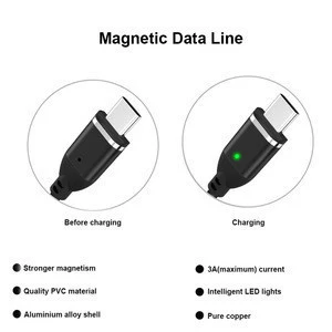 Cell phone accessories 9V 2A USB to Type-c USB Data Sync Charging Magnetic Cable