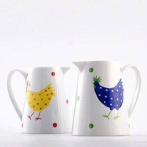 Chaozhou supplier OEM decorative porcelain milk jug pitcher white ceramic water pitchers