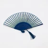 Cheap bamboo crafts silk gifts hand fan with logo printing