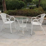 Cheap Outdoor Rattan Round Dining Table and stackable chair Sets