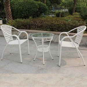 Cheap Outdoor Rattan Round Dining Table and stackable chair Sets