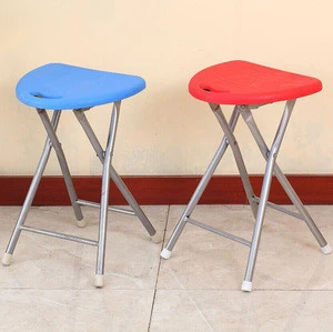 Cheap plastic seat foldable stool with metal frame for sale