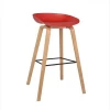 China Cheap Colorful Plastic PP Outdoor Wooden High Legs Bar Chairs Stools for Cafe Restaurant Hotel Club