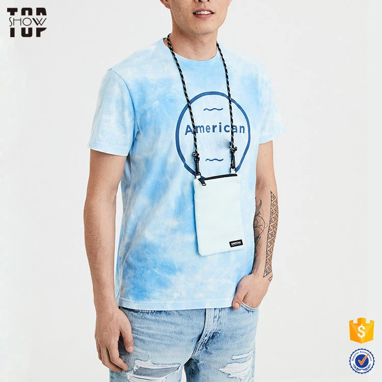 China supplier wholesale clothing blue casual cotton tie dye t shirt