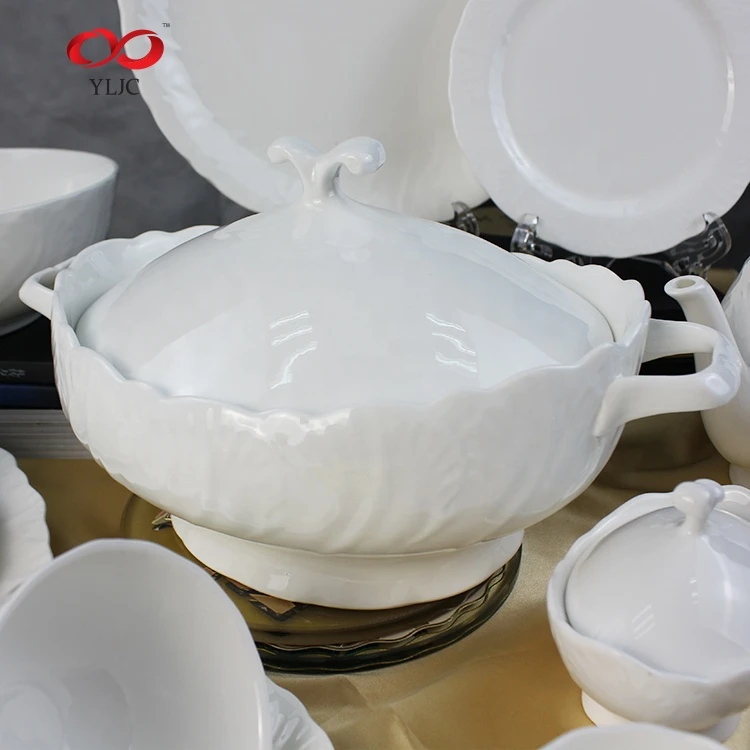 Chinese Manufacturer Online Shop China Pure White Bone Porcelain China Simple Dinner set