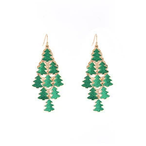 Christmas Tree Earrings Pendant Fashion New Design Glitter Gold Tree Earring For Holiday Christmas Gifts Gold Plated Earrings