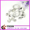 clear teardrop Crystal rhinestones Silver Bottom beads