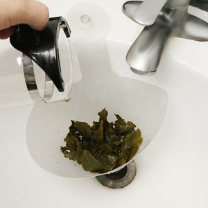 Collapsible plastic kitchen sink drain filter with suction cup