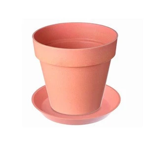 Colorful Plastic Plant Pots with Saucers-Multicolored Round Swirl Biodegradable Bamboo Fiber Planters